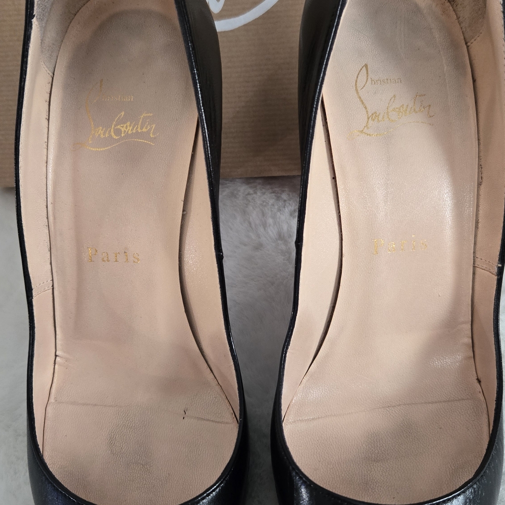 Very Prive Christian Louboutin Black Peep Toe Heels - Picture 8 of 11